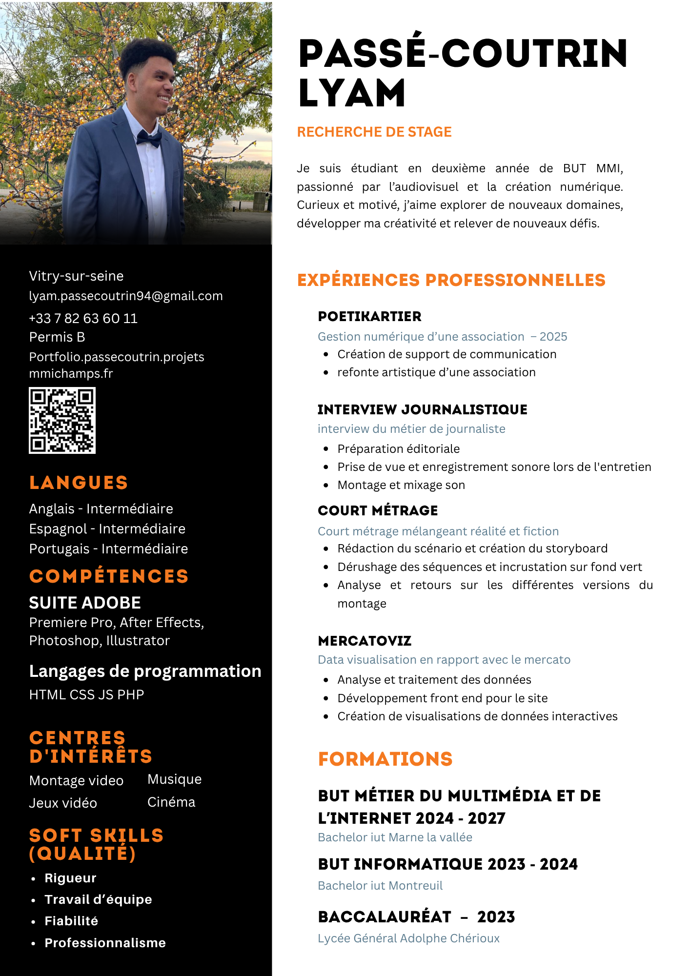 Aperçu du CV de Lyam